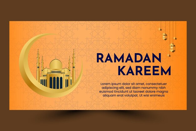 Vector plantilla de diseño de banner de redes sociales horizontales de ramadán kareemplantilla de banner de lujo de ramadán islámico