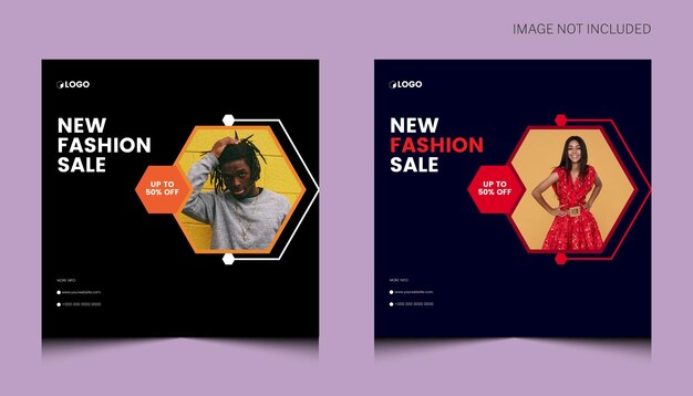 Plantilla de diseño de banner de redes sociales y publicación de Instagram de venta de moda