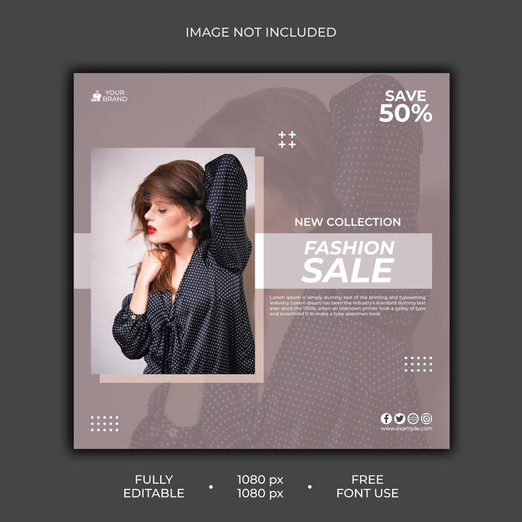 Plantilla de diseño de banner de redes sociales y publicación de Instagram de venta de moda