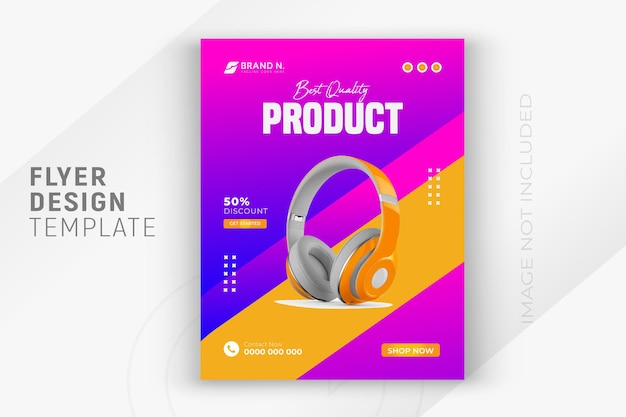 Plantilla de diseño de banner de redes sociales de volante de producto de marca Dj Headphone