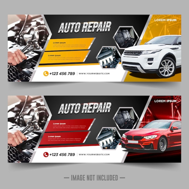 Plantilla de diseño de banner de reparación de automóviles