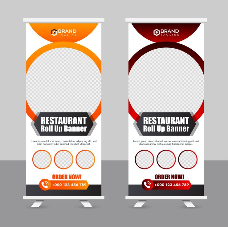 plantilla de diseño de banner de restaurante enrollado