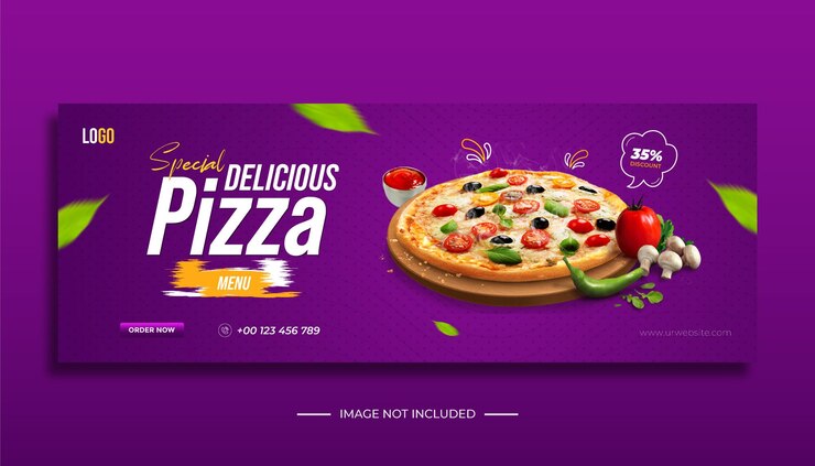 Plantilla de diseño de banner de restaurante y portada de facebook de menú de comida