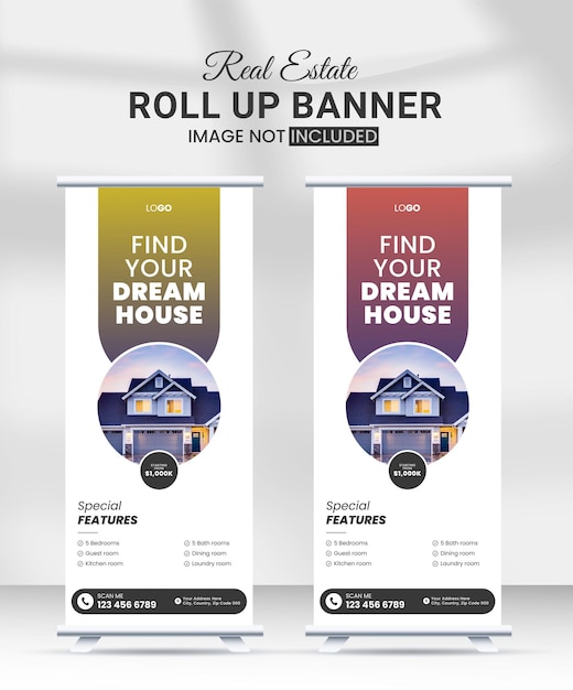 plantilla de diseño de banner rodado de bienes raíces