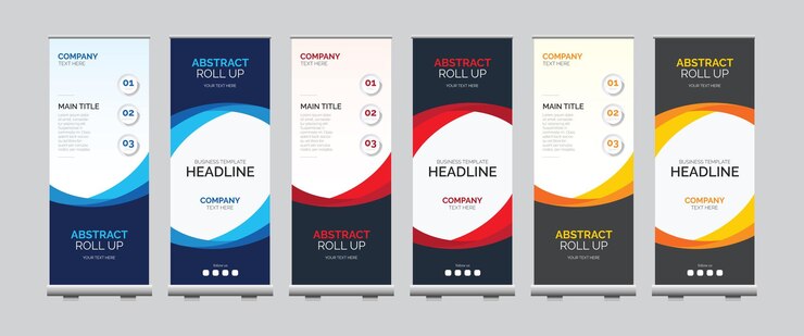 plantilla de diseño de banner de rollo colorido corporativo profesional