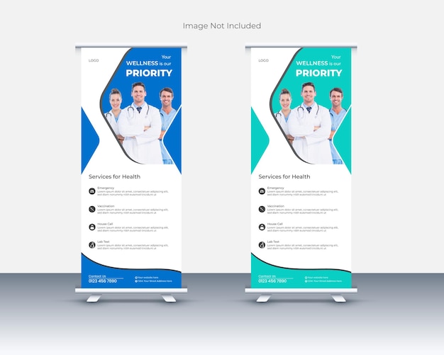 Plantilla de diseño de banner rollup creativo, moderno y colorido