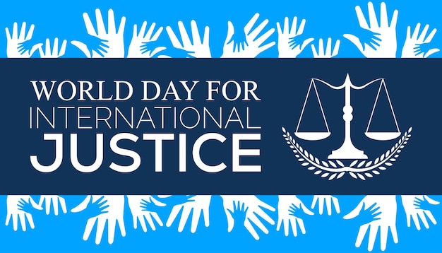 Vector plantilla de diseño de banner de saludos del día internacional de la justicia diseño de fondo de ilustración vectorial