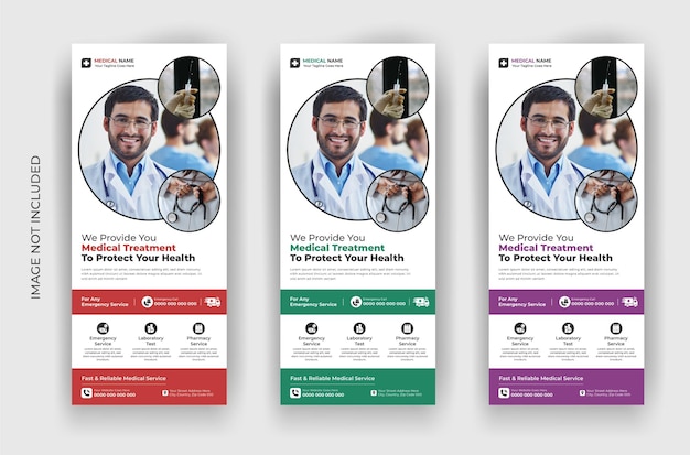 Plantilla de diseño de banner de soporte enrollable multipropósito de atención médica