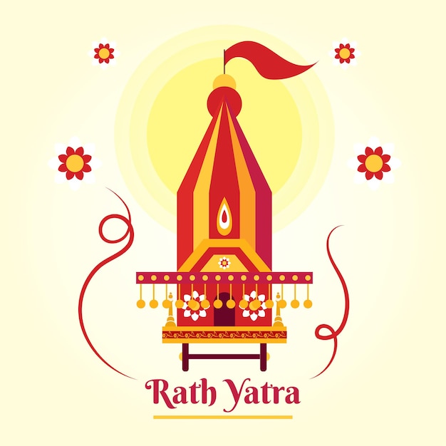 Plantilla de diseño de banner tradicional del festival creativo jagannath rath yatra rathyatra cartel vectorial