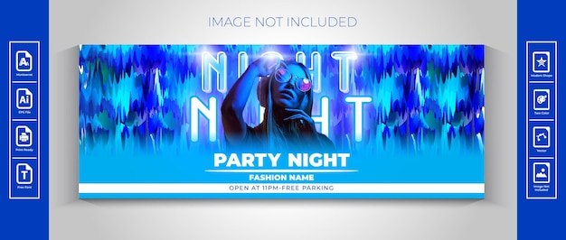 Plantilla de diseño de banner único de facebook de fiesta de club nocturno vector premium