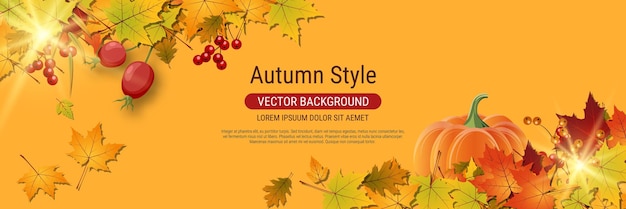 Plantilla de diseño de banner de vector de estilo otoño