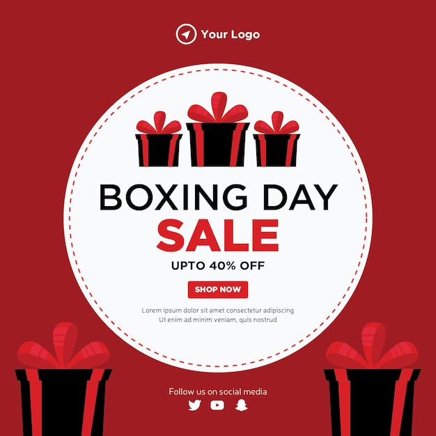 Plantilla de diseño de banner de venta de boxing day