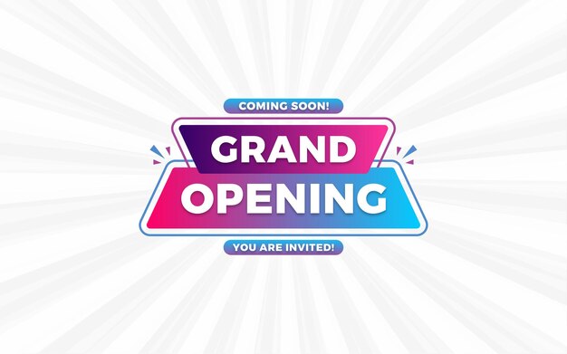 Plantilla de diseño de banner de venta de cartel de apertura con efecto de texto editable en 3D