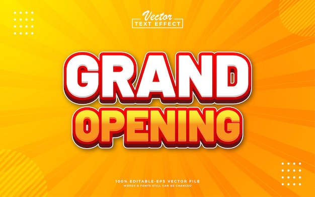 Plantilla de diseño de banner de venta de cartel de apertura con efecto de texto editable en 3D