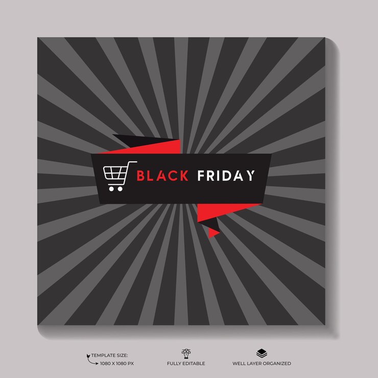 plantilla de diseño de banner de venta de descuento y publicación en redes sociales de viernes negro