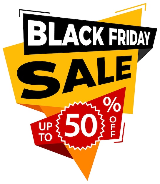 Plantilla de diseño de banner de venta etiqueta de venta de viernes negro hasta 50 de descuento ilustración vectorial aislada