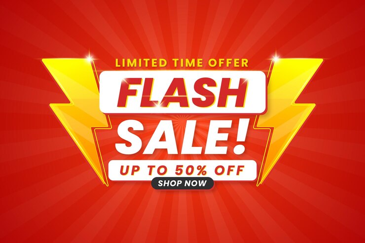 Vector plantilla de diseño de banner de venta flash gradiente con descuento aislado en fondo abstracto