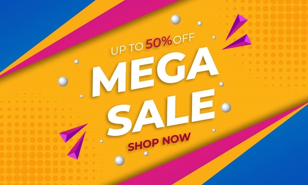 Plantilla de diseño de banner de venta de póster de mega venta con efecto de texto editable en 3d