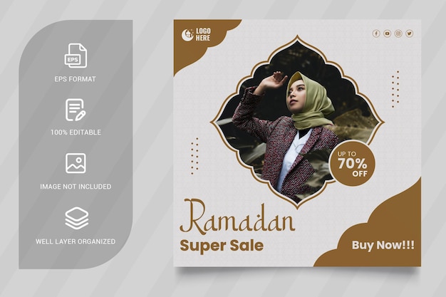 Plantilla de diseño de banner de venta de ramadán