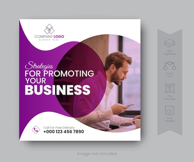 plantilla de diseño de banner web cuadrado minimalista corporativo