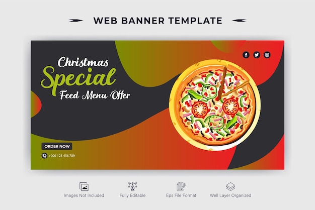 Vector plantilla de diseño de banner web de menú de comida deliciosa