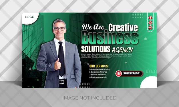 plantilla de diseño de banner web de miniatura de youtube para agencias de marketing digital y corporativas