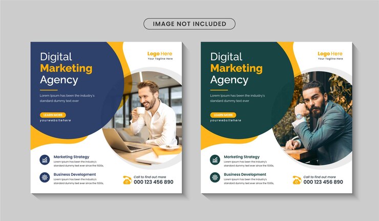 Plantilla de diseño de banner web o publicación de redes sociales promocionales de agencia de marketing digital vector premium
