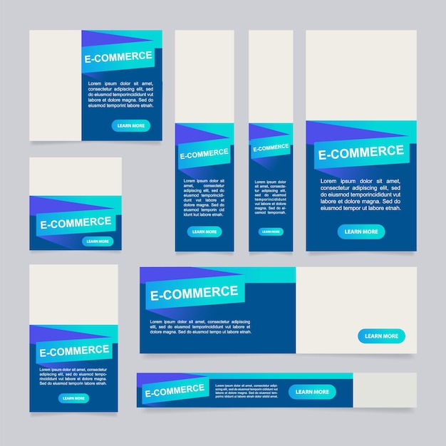 Plantilla de diseño de banner web de tecnología y canales de comercio electrónico Folleto vectorial con espacio de texto Cartel publicitario con espacio de copia personalizado Cartel imprimible para publicidad Fuente Arial utilizada