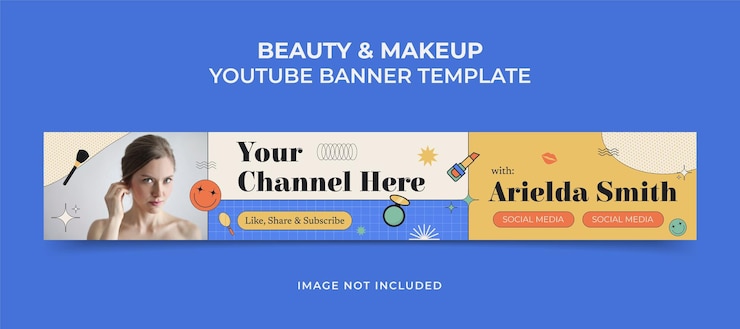 Vector plantilla de diseño de banner de youtube de belleza y maquillaje