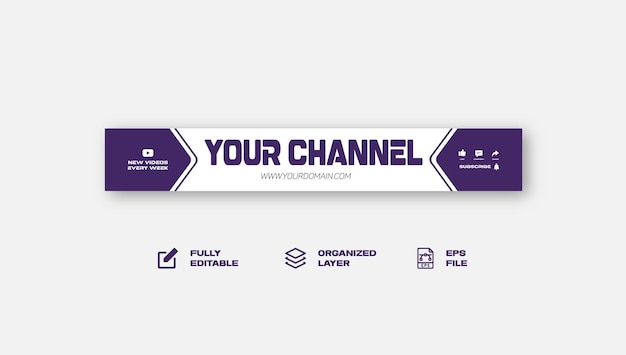 Vector plantilla de diseño de banner de youtube horizontal