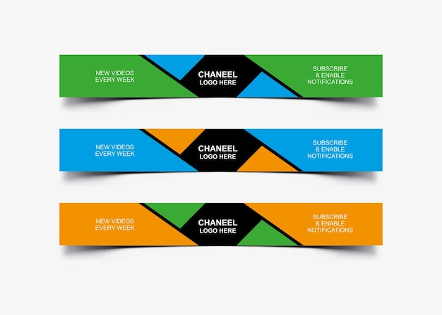 Vector plantilla de diseño de banner de youtube en versión de 3 colores