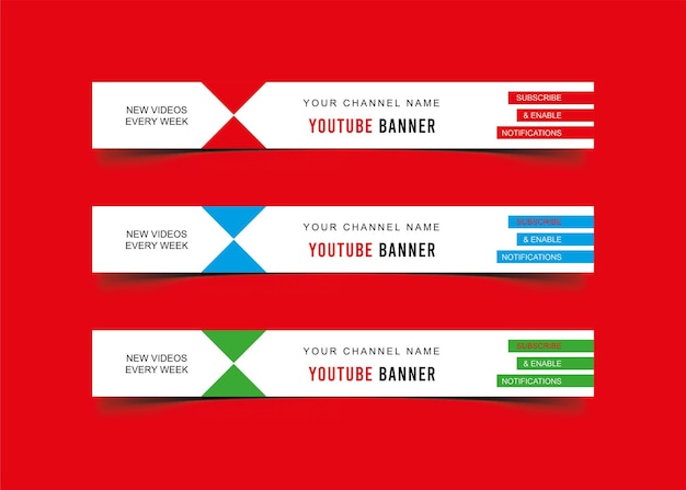 Plantilla de diseño de banner de YouTube en versión de 3 colores