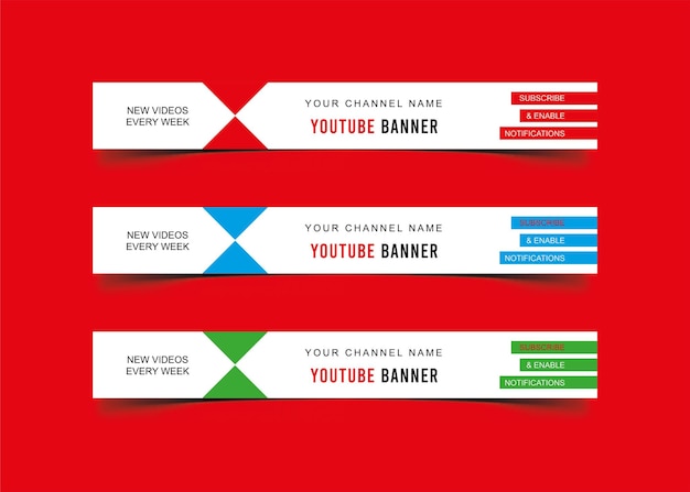 Plantilla de diseño de banner de youtube en versión de 3 colores