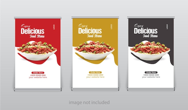 Vector plantilla de diseño de banners de mesa de alimentos de restaurantes