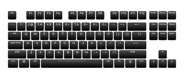 plantilla de diseño de botones de teclado de computadora con letras para uso gráfico teclado moderno de computadora ilustración vectorial