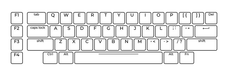 Vector plantilla de diseño de botones de teclado de computadora con letras para uso gráfico teclado moderno de computadora ilustración vectorial