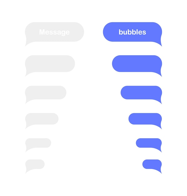 Plantilla de diseño de burbujas de mensaje para chat de messenger o sitio web burbujas de plantilla de sms para componer diálogos ilustración de vector moderno estilo plano