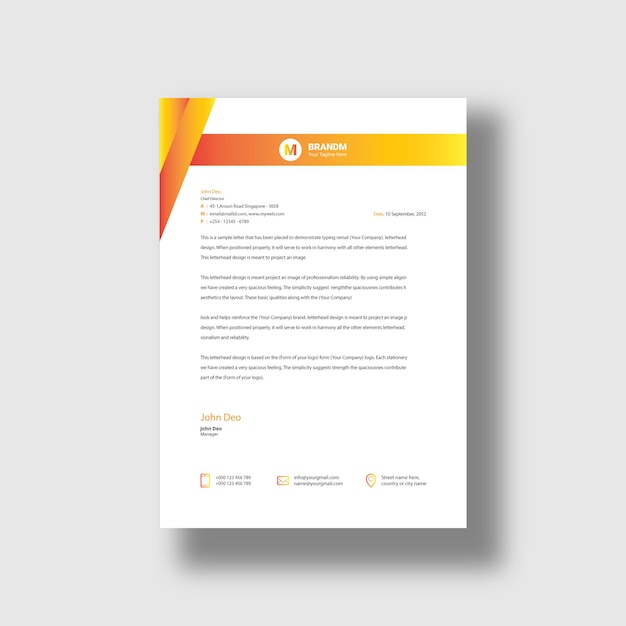 plantilla de diseño de cabeza de carta comercial única de negocios