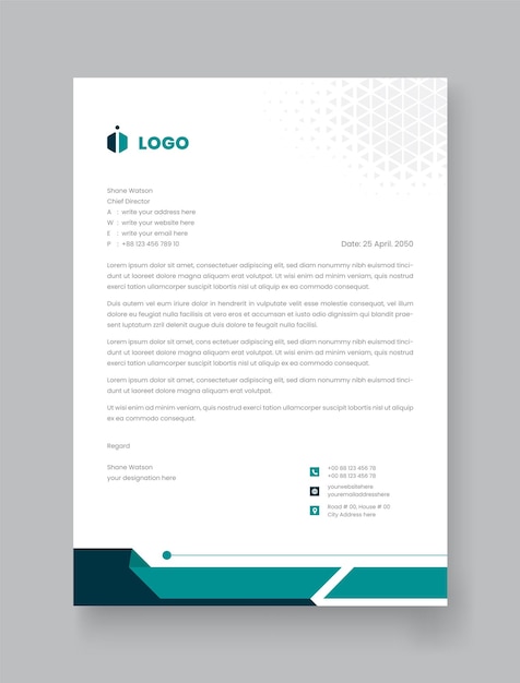 plantilla de diseño de cabeza de último corporativo de tamaño a4 excepcional de vector premium