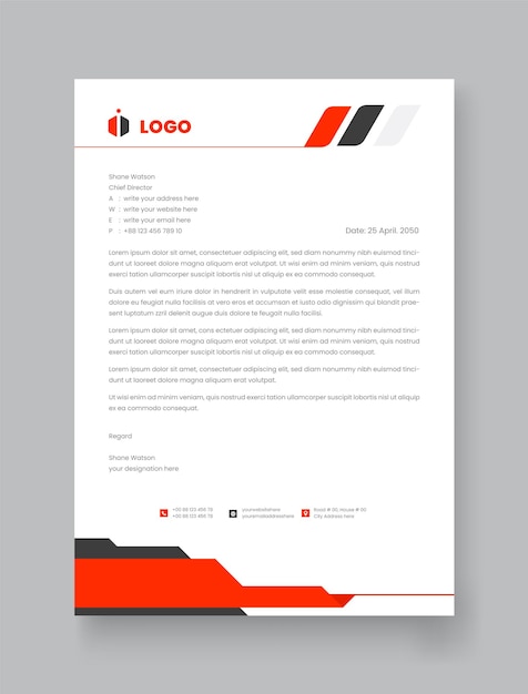 plantilla de diseño de cabeza de último corporativo de tamaño a4 excepcional de vector premium