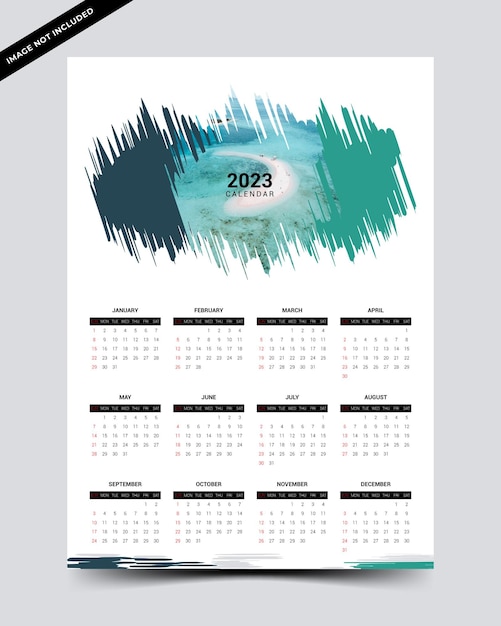 Plantilla de diseño de calendario 2023 con forma de color azul