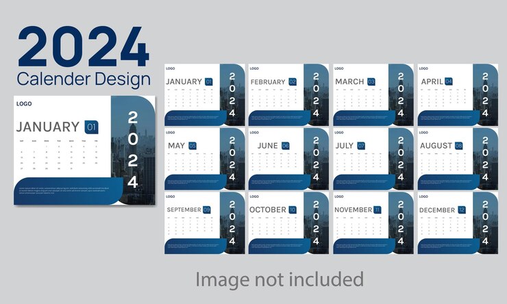 plantilla de diseño de calendario de 2024 para un feliz año nuevo