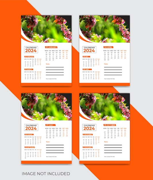 Vector plantilla de diseño del calendario de 2024