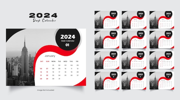 Vector plantilla de diseño de calendario 2024