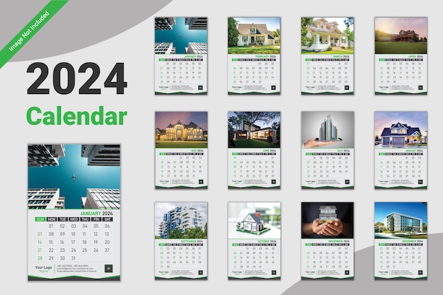 Vector plantilla de diseño del calendario de 2024