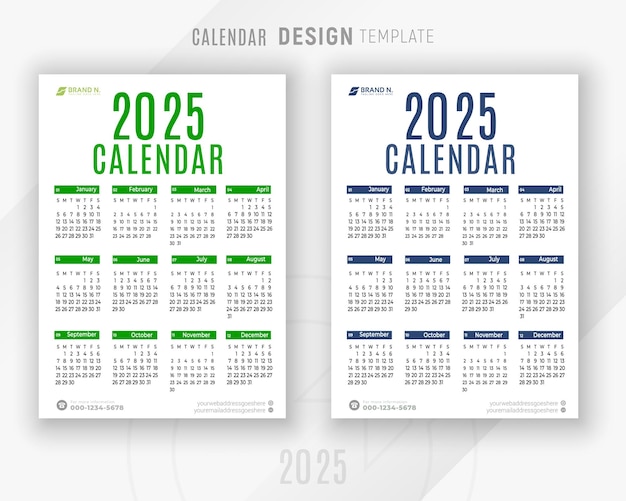 plantilla de diseño de calendario 2025 para el planificador de feliz año nuevo