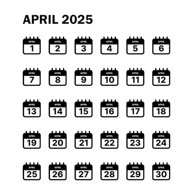 plantilla de diseño del calendario de abril de 2025