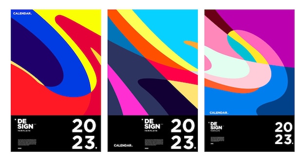 Plantilla de diseño de calendario de año nuevo 2023 con diseño de calendario vectorial abstracto colorido geométrico