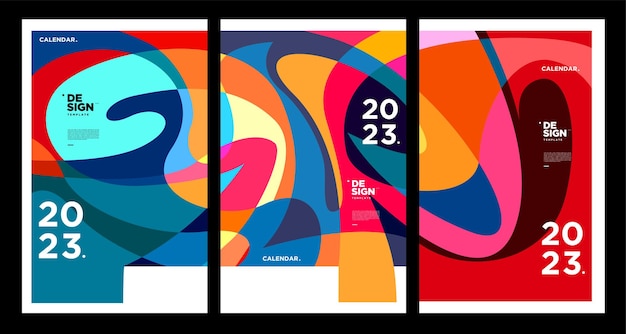 Plantilla de diseño de calendario de año nuevo 2023 con diseño de calendario vectorial abstracto colorido geométrico