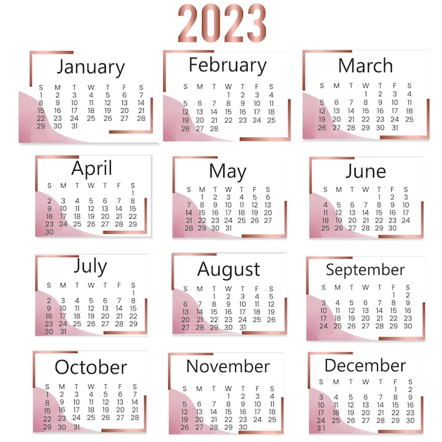 Plantilla de diseño de calendario de año nuevo 2023